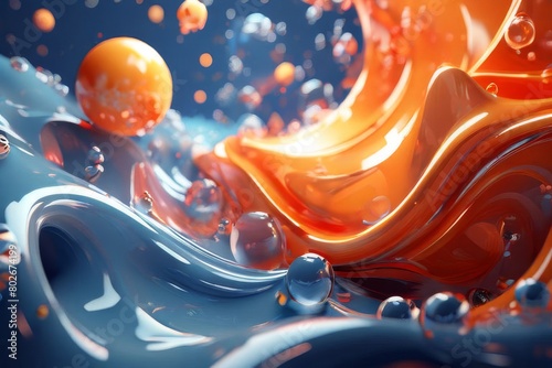Abstract 3d Rendered illustration of grey and orange color premium wallpaper