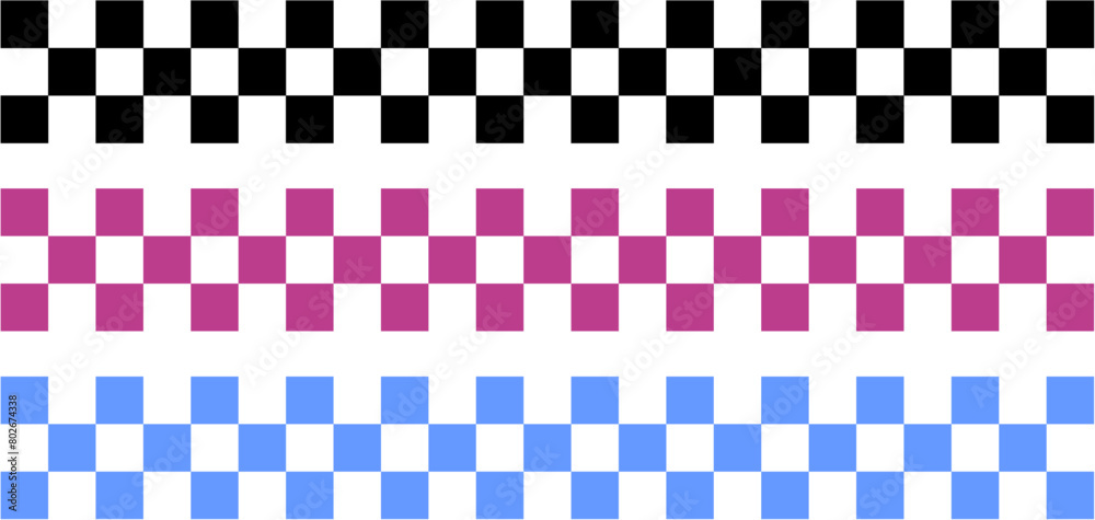 Three Color Checkerboard Vector Illustration in Black, Pink, and Blue