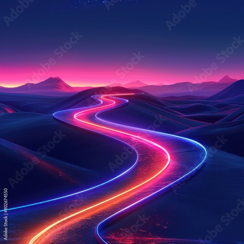 Minimalist depiction of a road with illuminated paths representing different rating journeys.