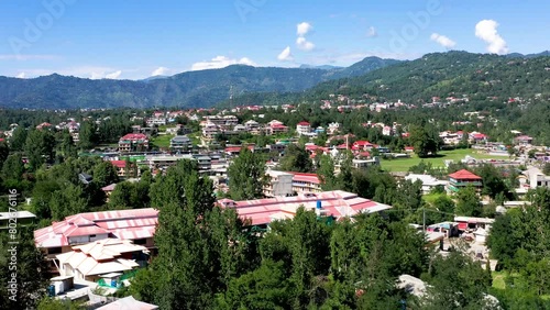 Aerial view misty landscape of Rawalakot, Azad Kashmir, Pakistan photo