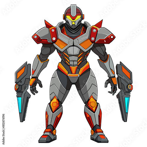 A humanoid robot designed for combat and defense