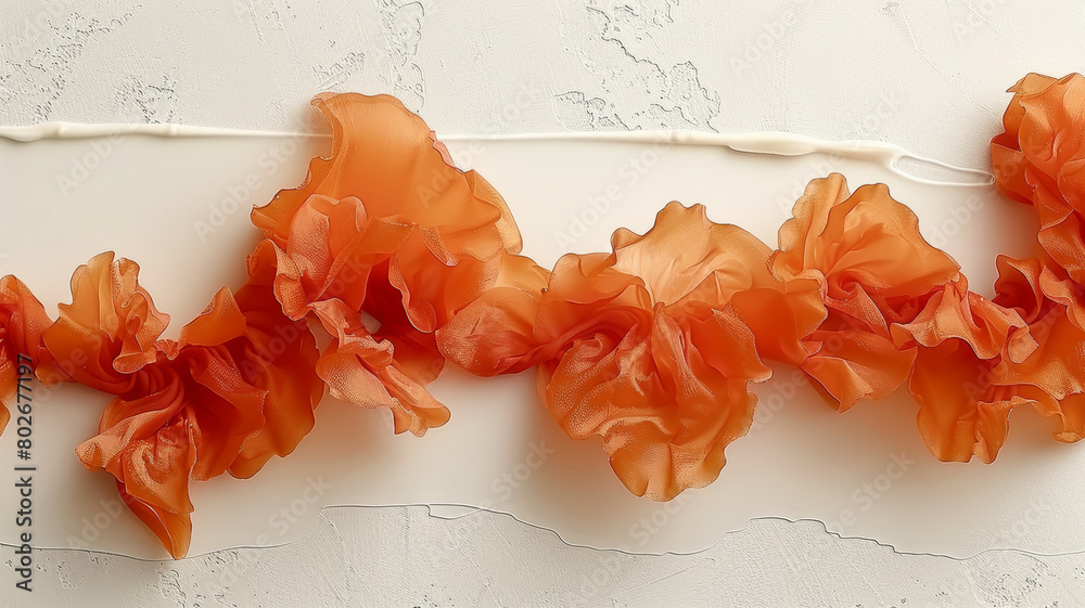 A long orange ribbon with a white background