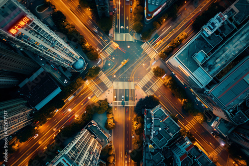 top view of intersection in a prosperous city  photo