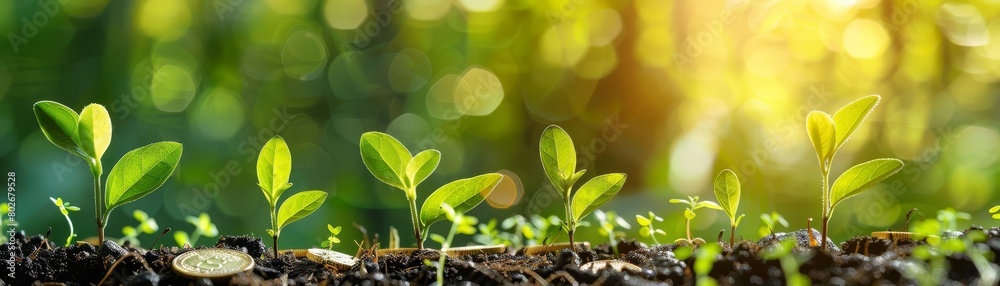 Tiny green plants reach for the light. Tiny green plants reach for the light.