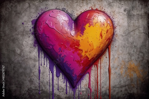heart painted on wall background