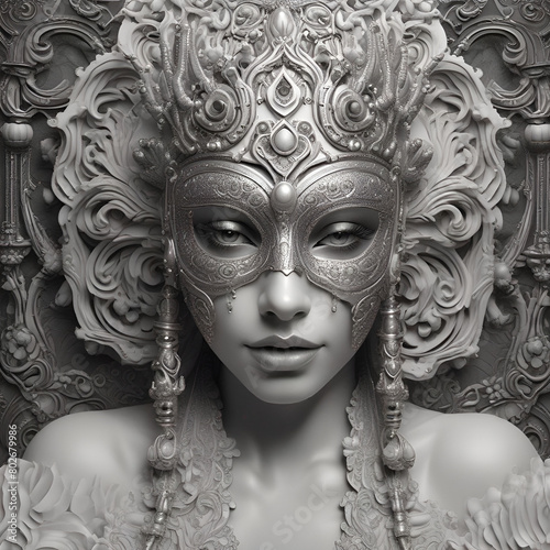 venetian carnival mask black and white