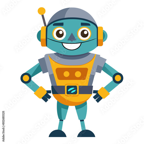 A robot wearing a toolbelt