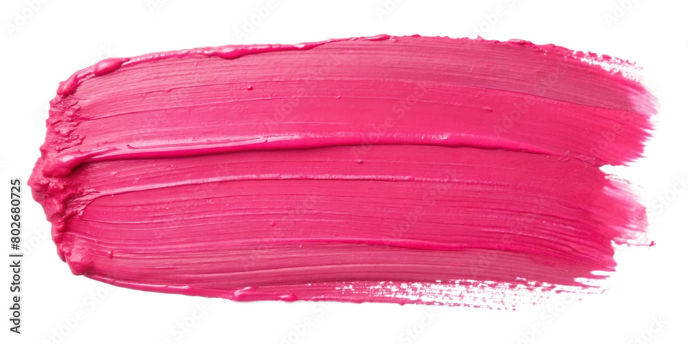 Stroke of Pink paint texture, isolated on transparent background