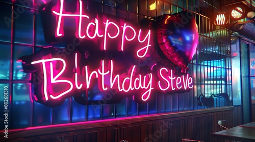 Happy Birthday Steve Neon Sign photo