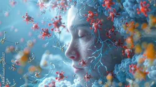 3D rendering image depicting the consequences of endocrine system dysfunction, including hormonal imbalances, metabolic disorders, reproductive abnormalities, and growth disturbances photo