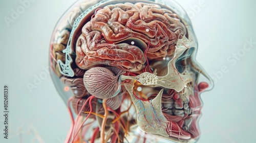 3D rendering image providing an overview of the structure and location of major endocrine glands, including the pituitary, thyroid, adrenal, pancreas, and gonads photo