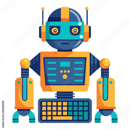A robot with a keyboard