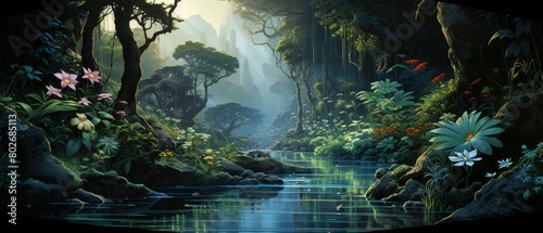 Rainforest illusion, bloom serenity, jungles fantasy