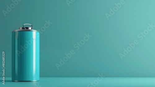 battery isolated on soft blue background. photo