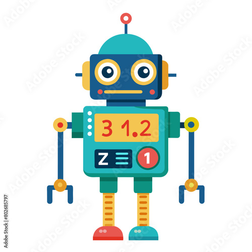 A robot with numbers