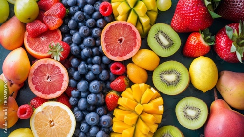 A colorful assortment of fresh fruits  promoting wellness and nutrition in a natural setting