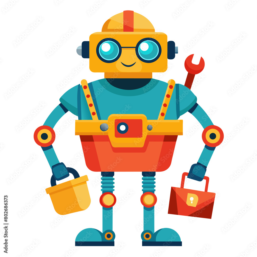 Fototapeta premium A robot with tools for arms and a toolbox
