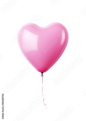 Glossy pink heart-shaped balloon floating elegantly  symbolizing affection and joy  isolated on transparent background. Generative AI