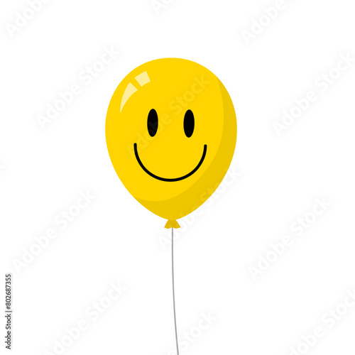 Vector illustration of yellow happy balloon on transparent background
