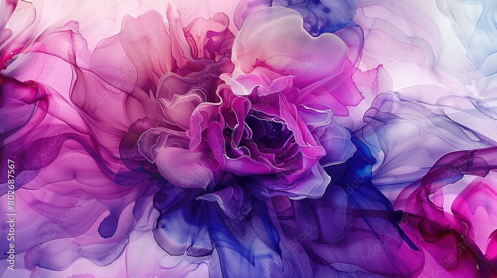 Fototapeta premium Ink Infusion: Abstract Floral Elegance in Colorful Layers