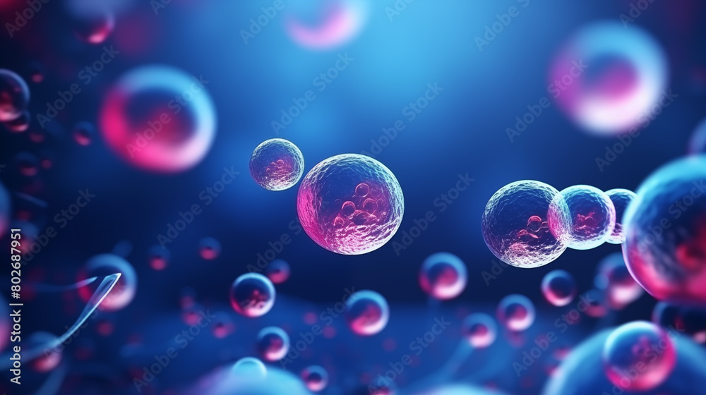 3d illustration visualized Close-up of a laboratory slide showing ...