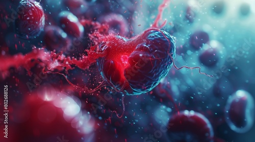 3D rendering image showcasing cutting-edge research and scientific advancements in the field of cardiovascular medicine, including novel therapies, biomarkers, and genetic studies photo