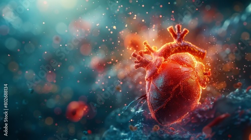 3D rendering image showcasing cutting-edge research and scientific advancements in the field of cardiovascular medicine, including novel therapies, biomarkers, and genetic studies #802688134
