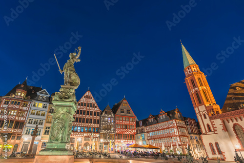 Frankfurt Germany, night city skyline at Romer old town square photo