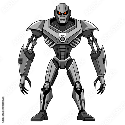 Humanoid robot with a sleek metallic