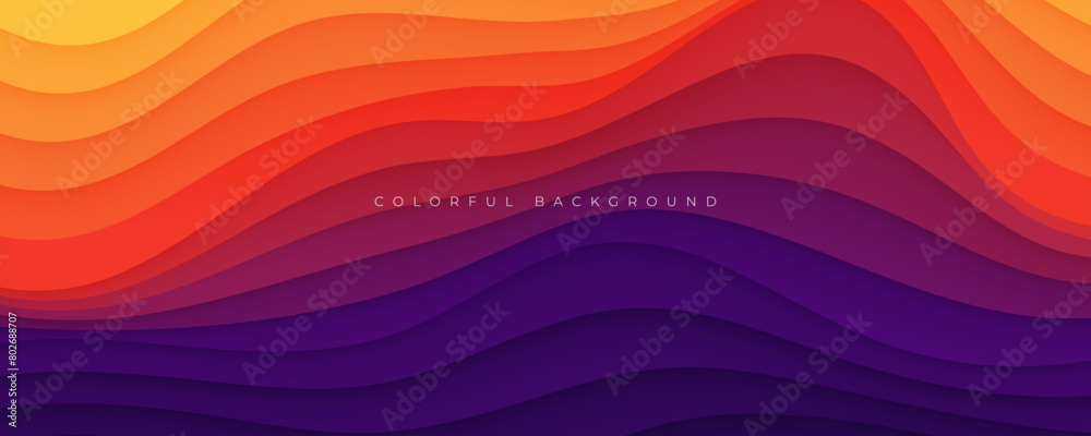 Colorful abstract wavy papercut layers background gradient shape design vector Colorful abstract wavy papercut layers background gradient shape design vector