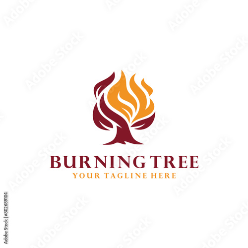 Burning tree logo design vector illustration 