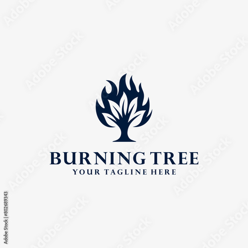 Burning tree logo design vector illustration 