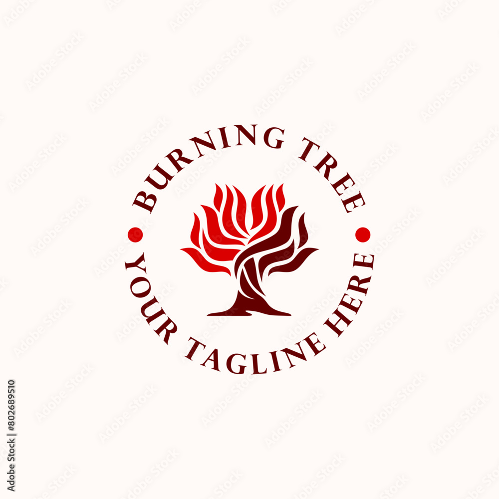 Burning tree logo design vector illustration Burning tree logo design vector illustration