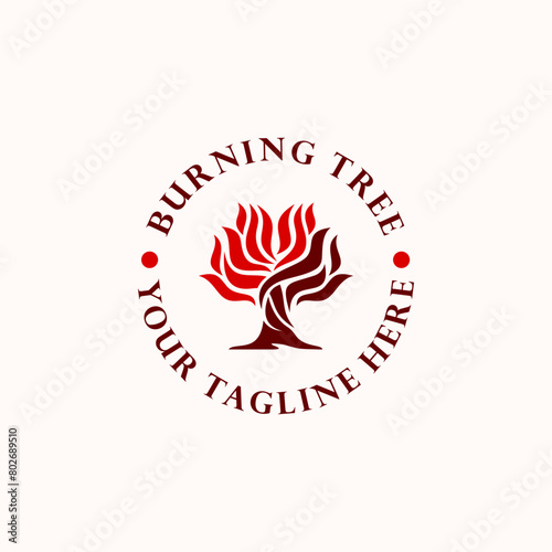 Burning tree logo design vector illustration 