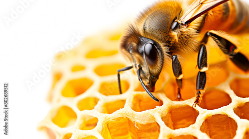 A bee is on a honeycomb © Dmitriy