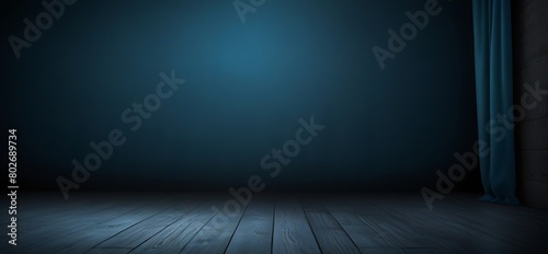 Perspective floor backdrop blue room studio with light blue gradient spotlight backdrop