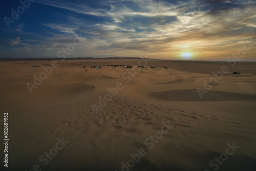 A dusk of sand dune near the camp at Mhamid el Ghizlane in Morocco