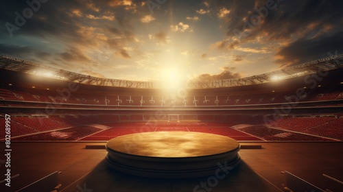 Ad podium in stadium solitude, daylight glow © Seksan