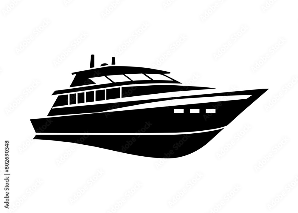 Yacht silhouette vector illustration isolated on a white background. Yacht silhouette concept design.
