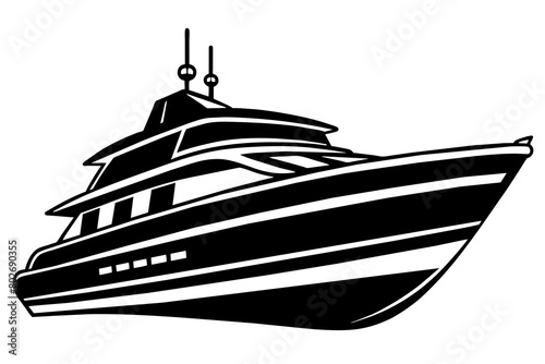 Yacht silhouette vector illustration isolated on a white background. Yacht silhouette concept design.
