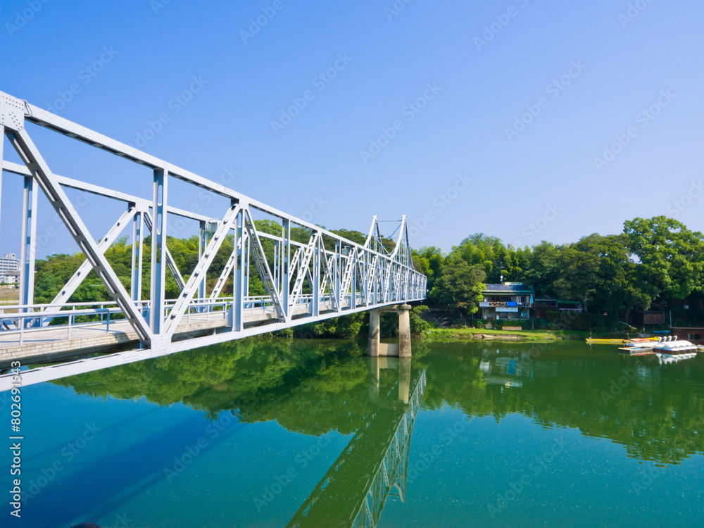 The bridge over Asahi river(Okayama castle canal) at Okayama city, Japan.