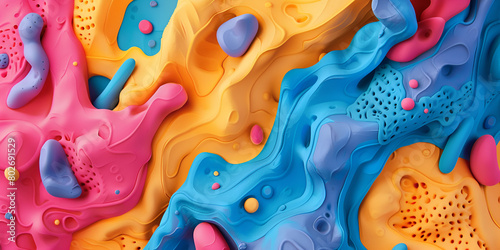 Juicy plastic seamless and melted texture colorful paint splash in water Colorful 3d liquid posters with abstract shapes splash Seamless Ink Flow Pattern