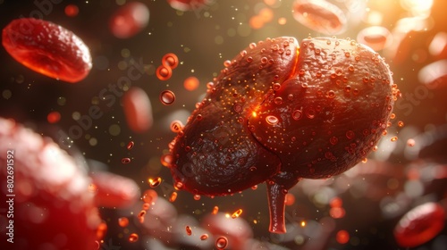 3D rendering image illustrating common liver diseases and conditions such as fatty liver disease, hepatitis, cirrhosis, and liver cancer photo