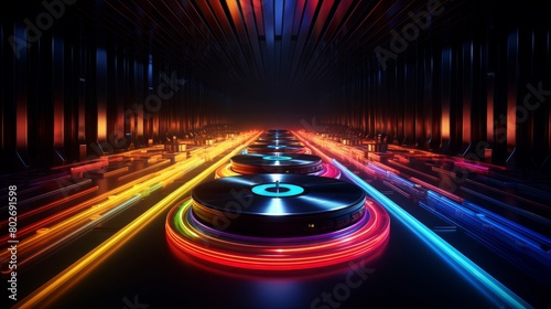 Abstract groove, vinyl black, record lines, music studio wall photo