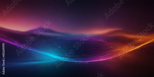 Abstract futuristic background with pink blue neon lines glowing in ultraviolet light  and bokeh lights.