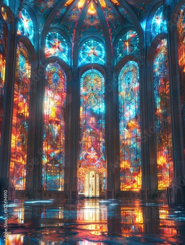 The image is of the inside of a gothic cathedral
