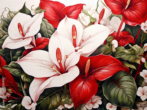 red and white anthurium