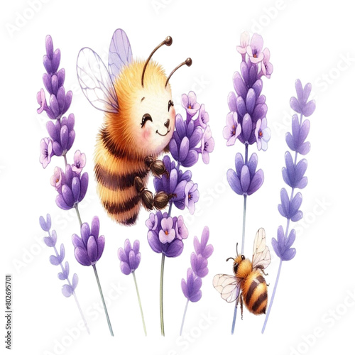 Bee on lavender flowers 
