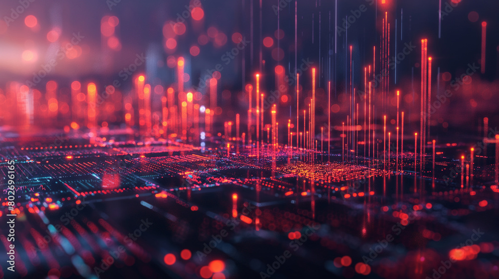 Fototapeta premium Digital background featuring data visualization