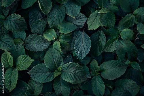 Wallpaper Mural Abstract texture of green leaves against a dark nature background Torontodigital.ca